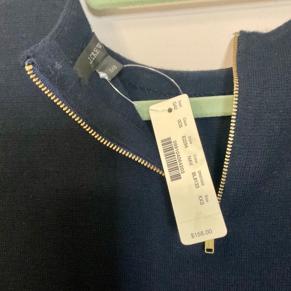 J CREW BEADED 3/4 SLEEVE NAVY MERINO WOOL BLEND SWEATER NWT- SIZE XXS $179. - Picture 11 of 14